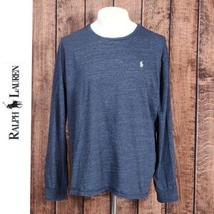 Silver Pony On Blue Heather Mens Crew Neck Long Sleeve T Shirt